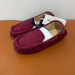 Boy’s Suede Leather Moccasins JShoe3 Janie And Jack Burgundy Size 9